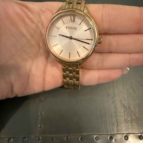 Fossil Gold-Tone Watch with Roman Numerals